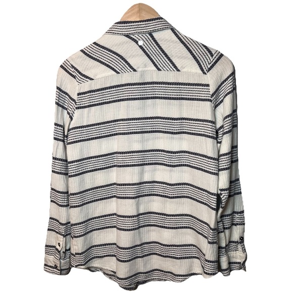 Rip Curl Button-up Shirt Women’s S Striped White Gray Long Sleeve Casual Beach - Picture 3 of 8